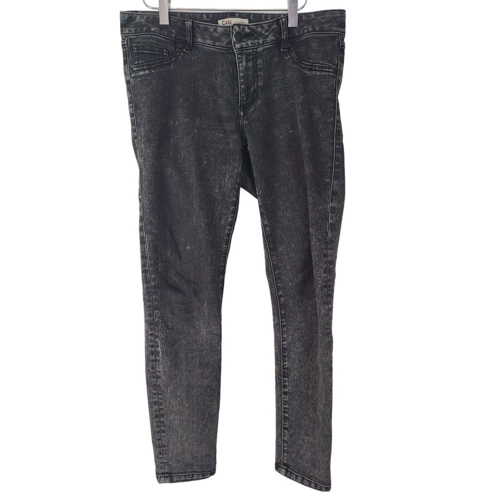 Cabi Jeans 4 Womens Skinny Leg Mid Rise Dark Acid Wash Cotton Blend Bottoms‎